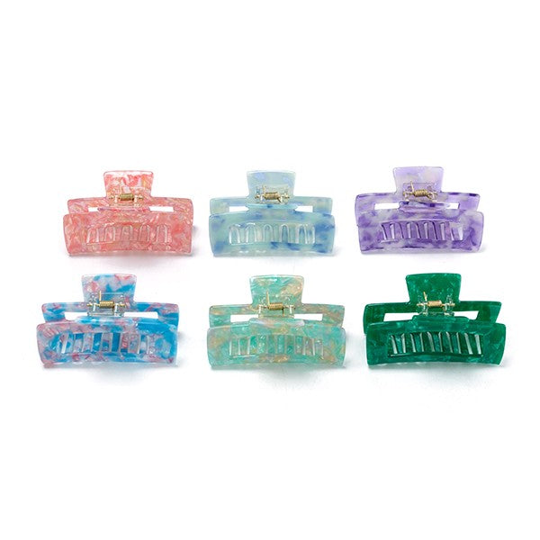 Marble Rectangle Claw Clips