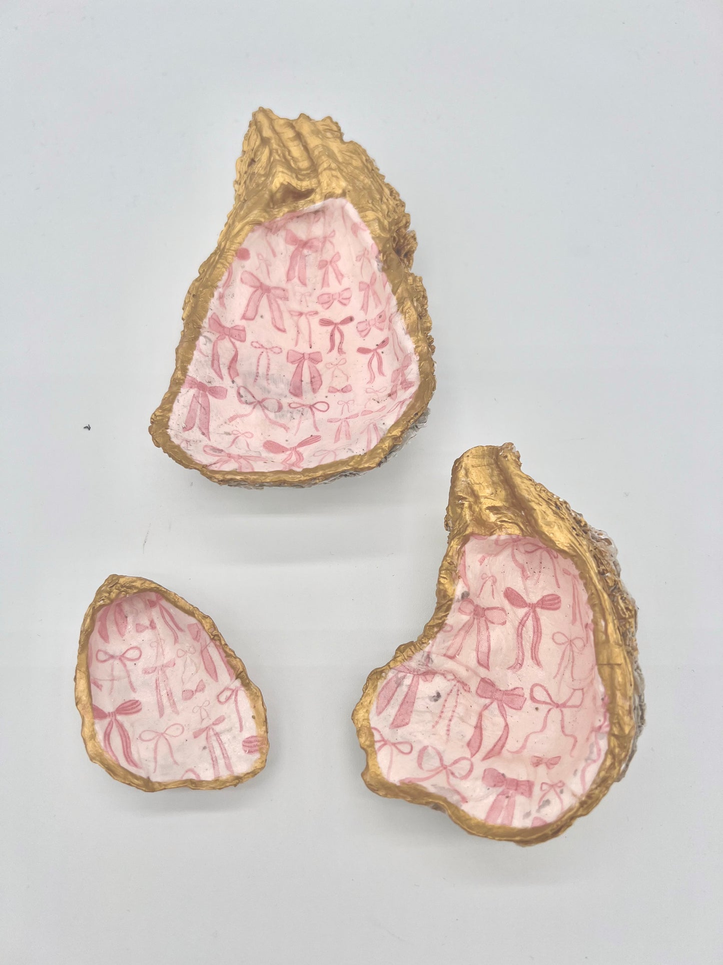 Pink Bow Oyster Shell Jewelry Dish