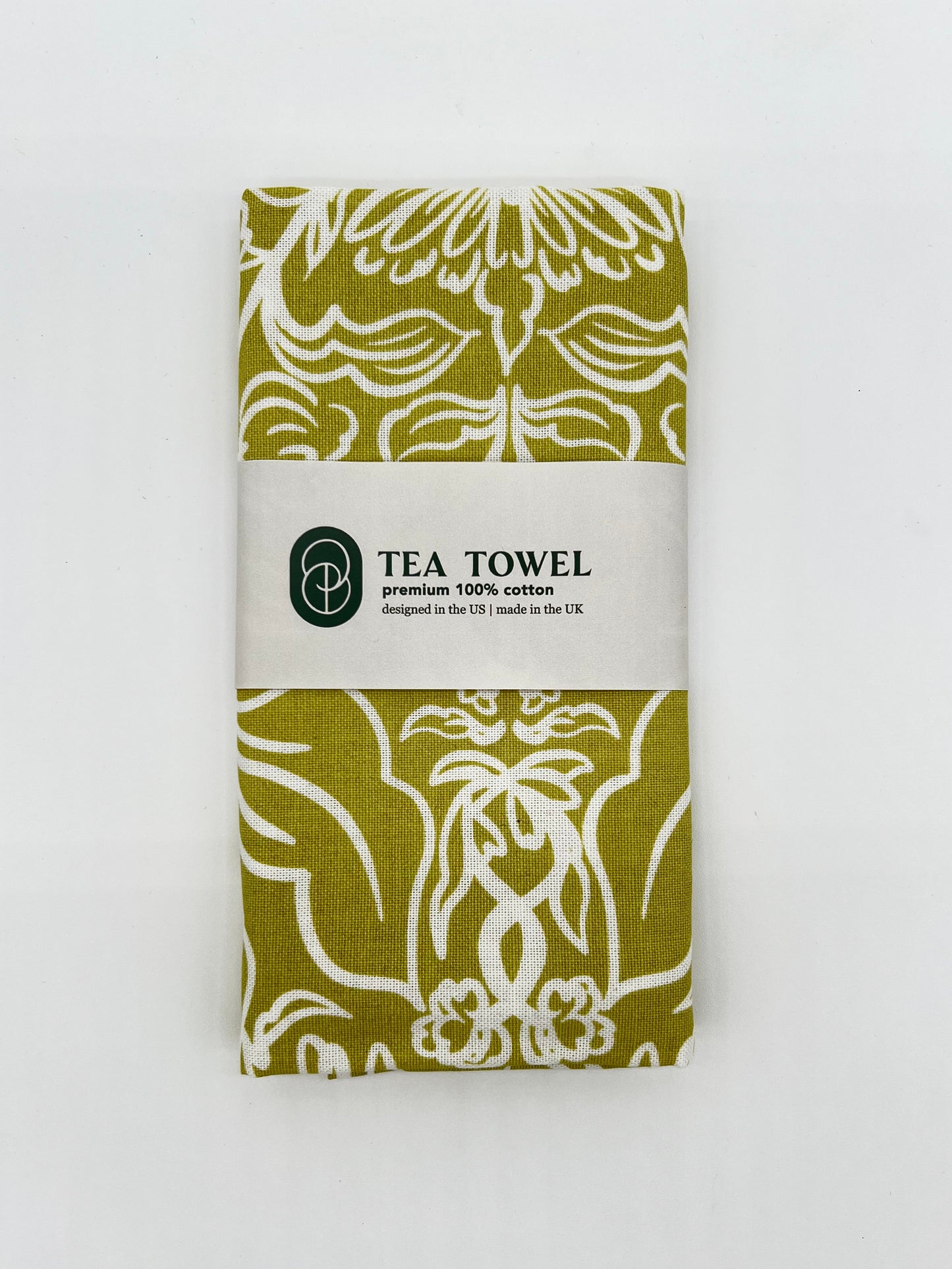 Garden symmetry green tea towel