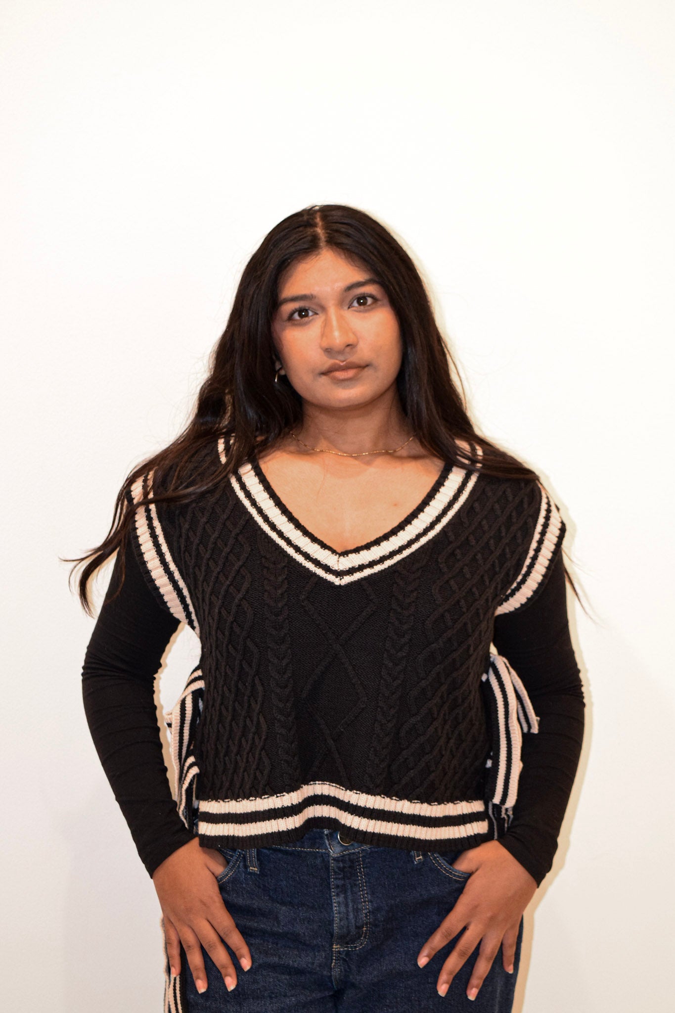 Side Tie Knit Sweater Vest