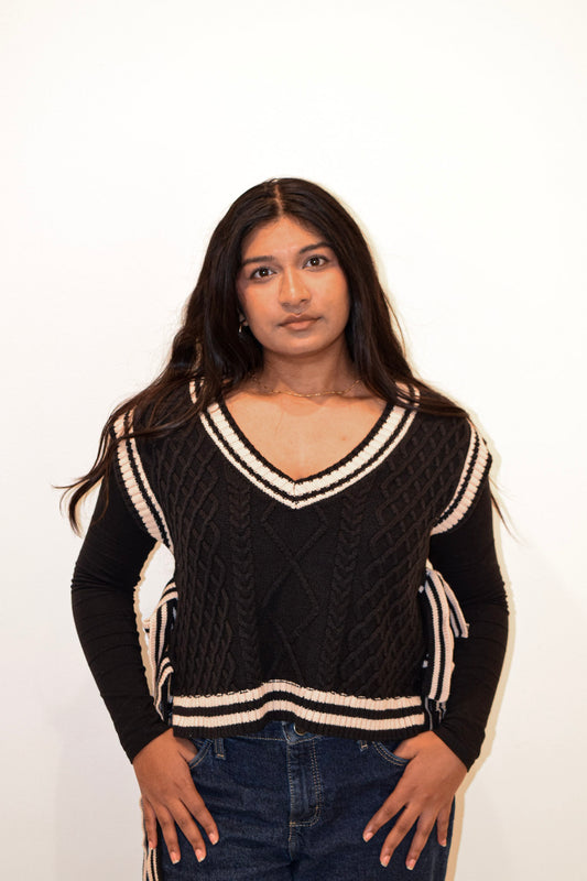 Side Tie Knit Sweater Vest