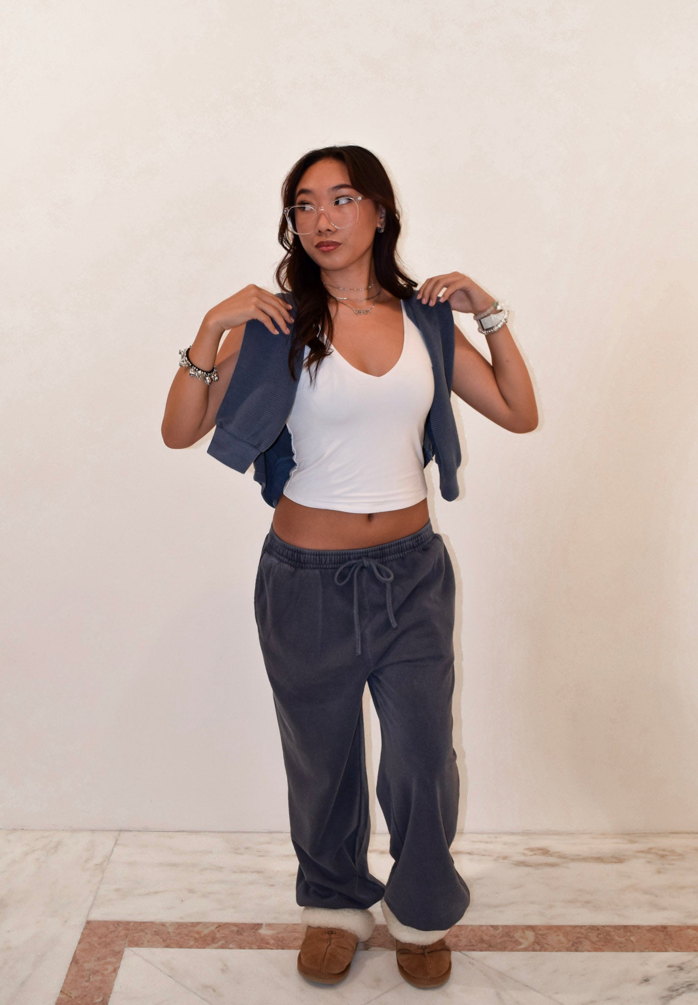 Washed Drawstring Waist Joggers
