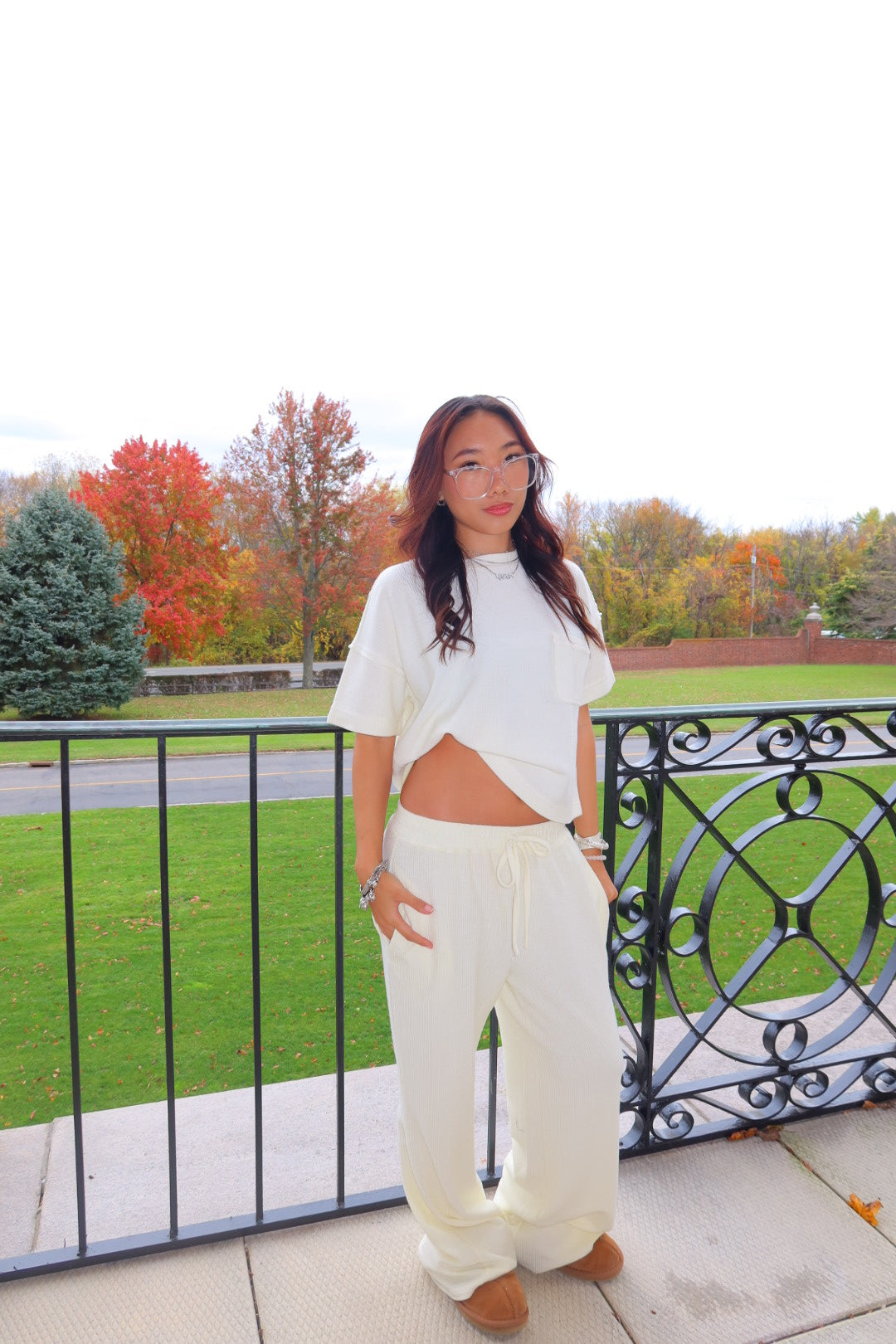 Washed High Waist Drawstring Lounge Pant