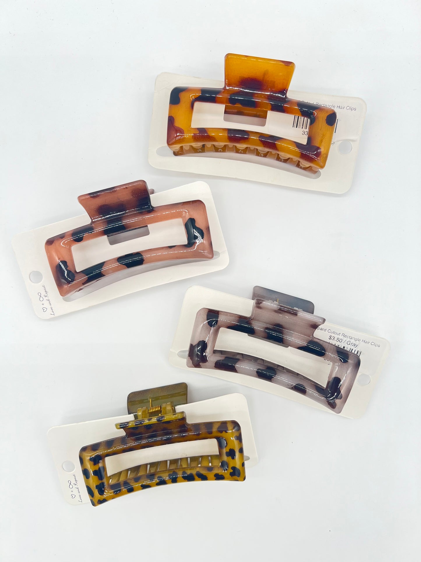 Leopard Cutout Rectangle Hair Clips