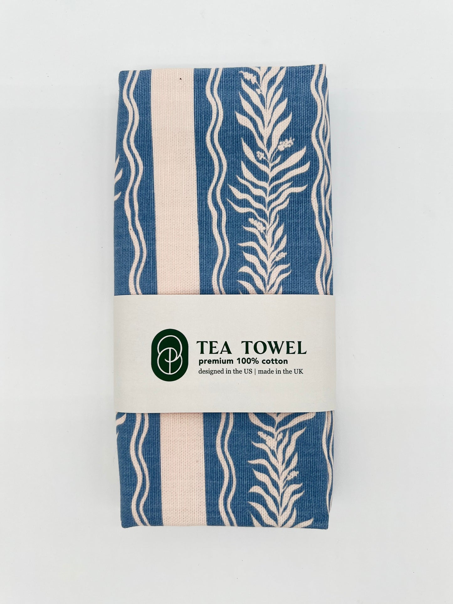 Blue Vine Stripe Tea Towel
