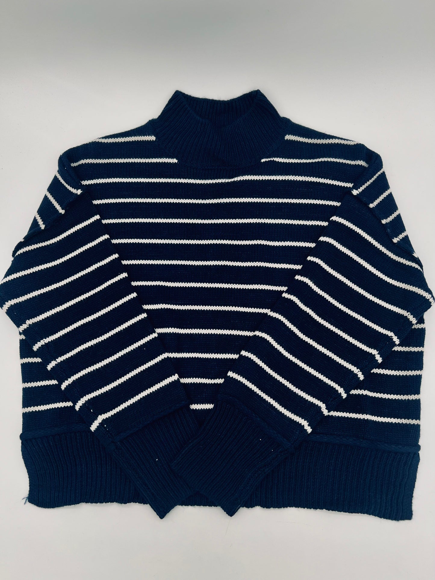 New: Stripe Mock Neck Knit Sweater