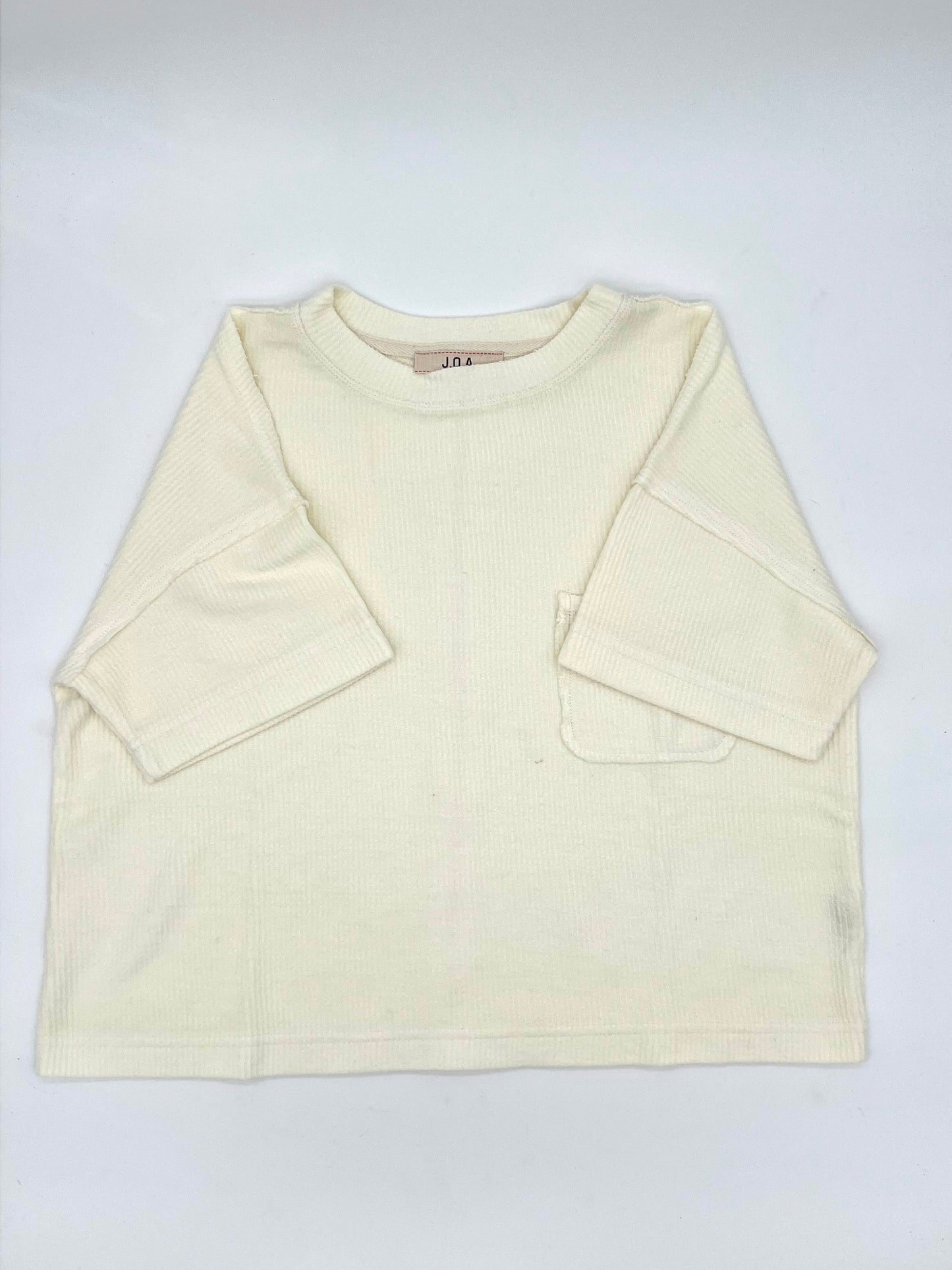 Washed Ribbed Tee With Pocket